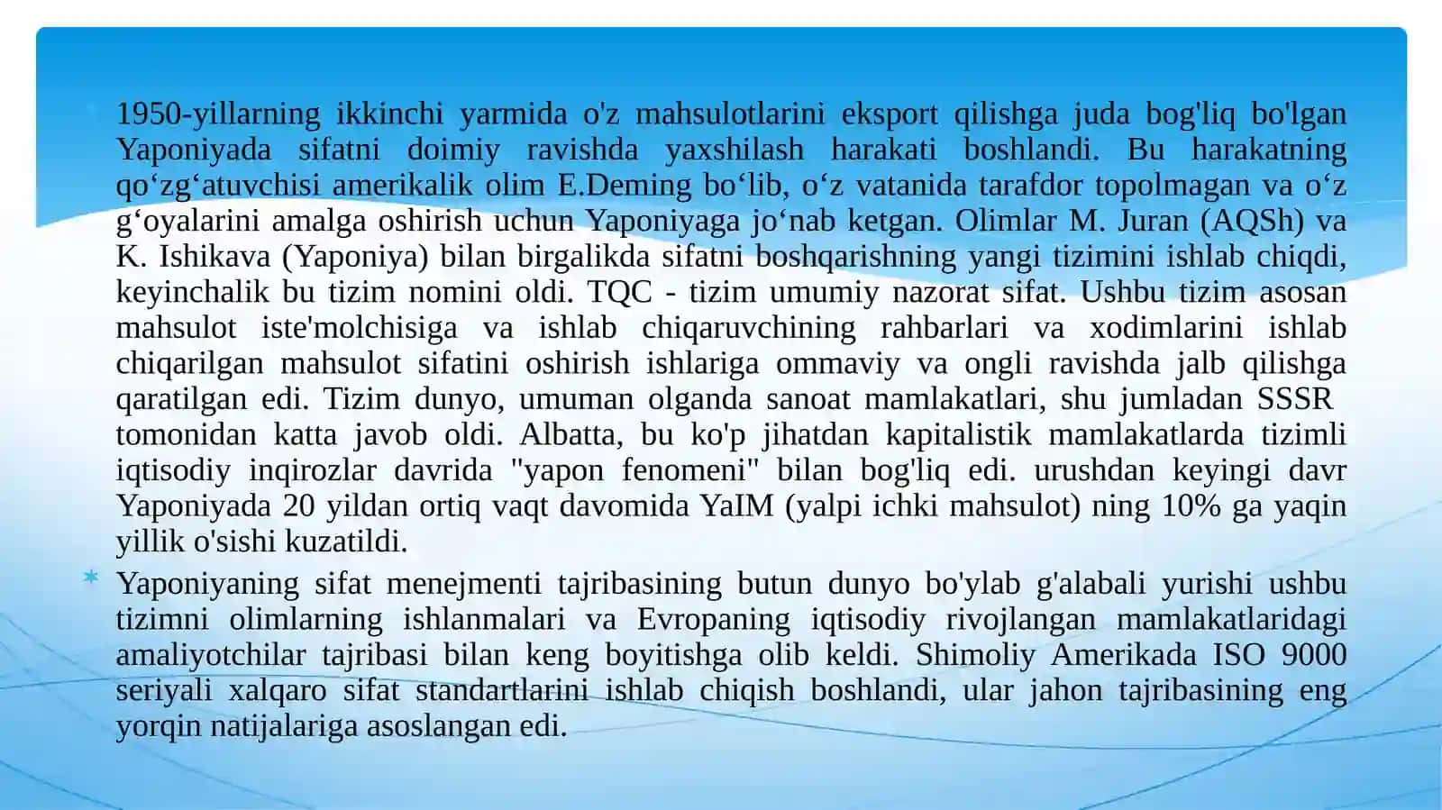 Mahsulotlarning asosiy sifat ko’rsatkichlari,puxtali sifatning ko’rsatkichlari,  kvalimetriyaning asosiy prinsplari va rivojlanishi 4