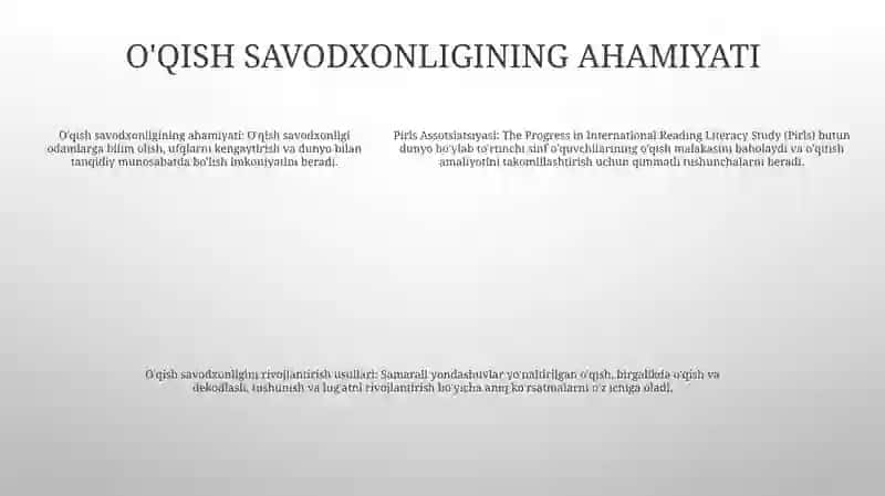 Pirls Asosida Maktab OʻQuvchilarida OʻQish Savodxonligini Shakllantirish Metodlari 4