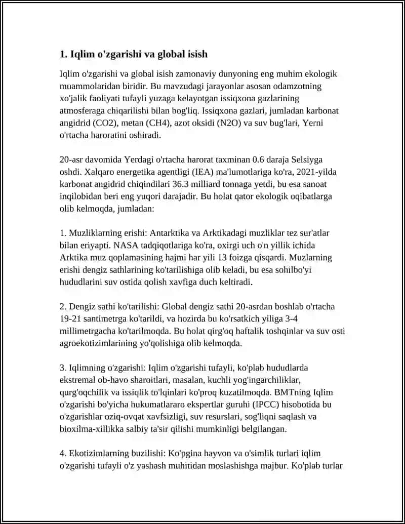 GLOBAL EKOLOGIK MUAMMOLAR HAQIDA 4