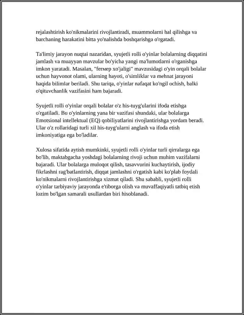 MAKTABGACHA YOSHDAGI BOLALAR UCHUN SYUJETLI ROLLI O'YINLARNI LOYIHALASHTIRISH 4