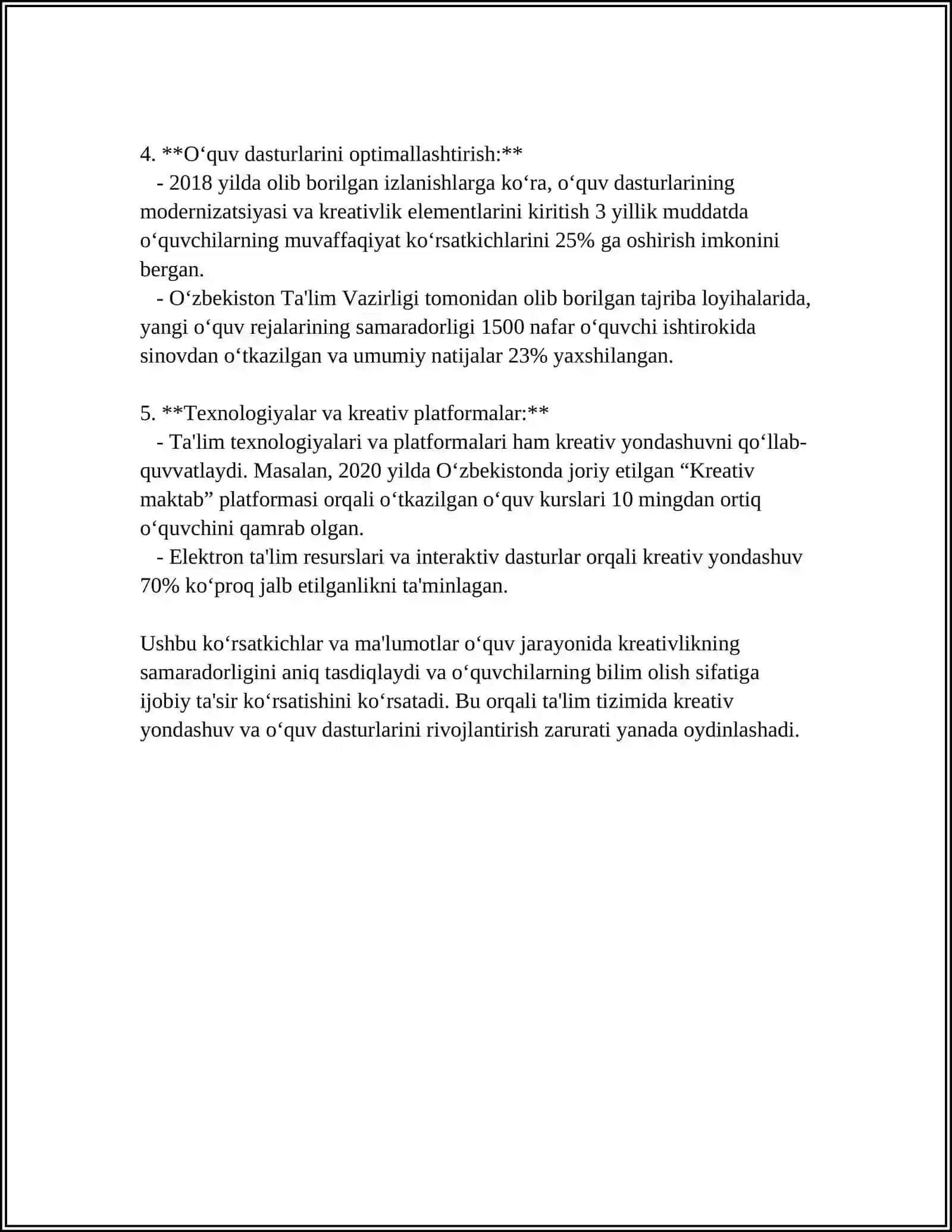 O'QUV DASTURINI YARATISHDA KREATIV YONDASHUV 4