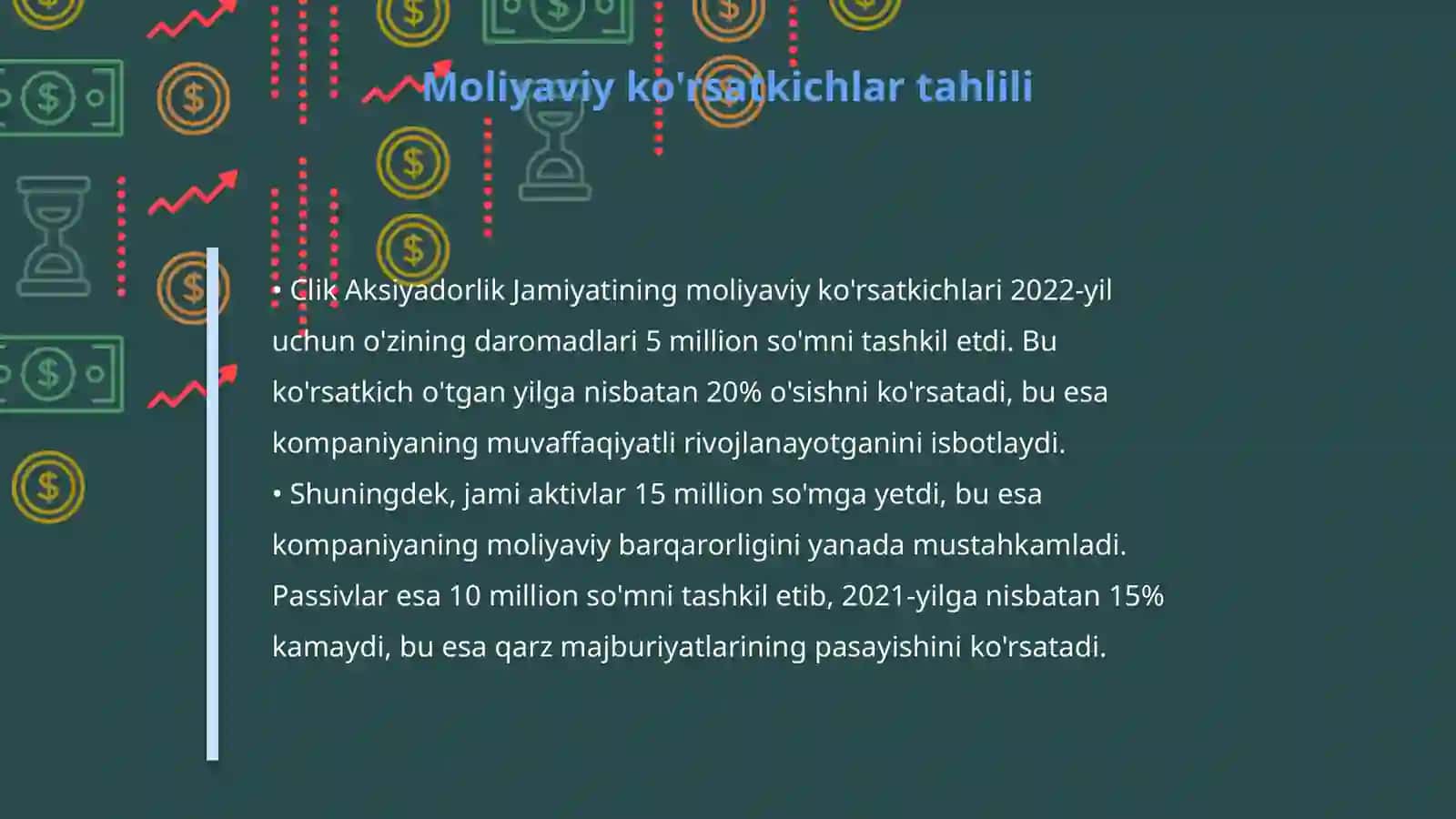 Clik Aksiyadorlik Jamiyatining buxgalteriya balansi haqida taqdimot 4