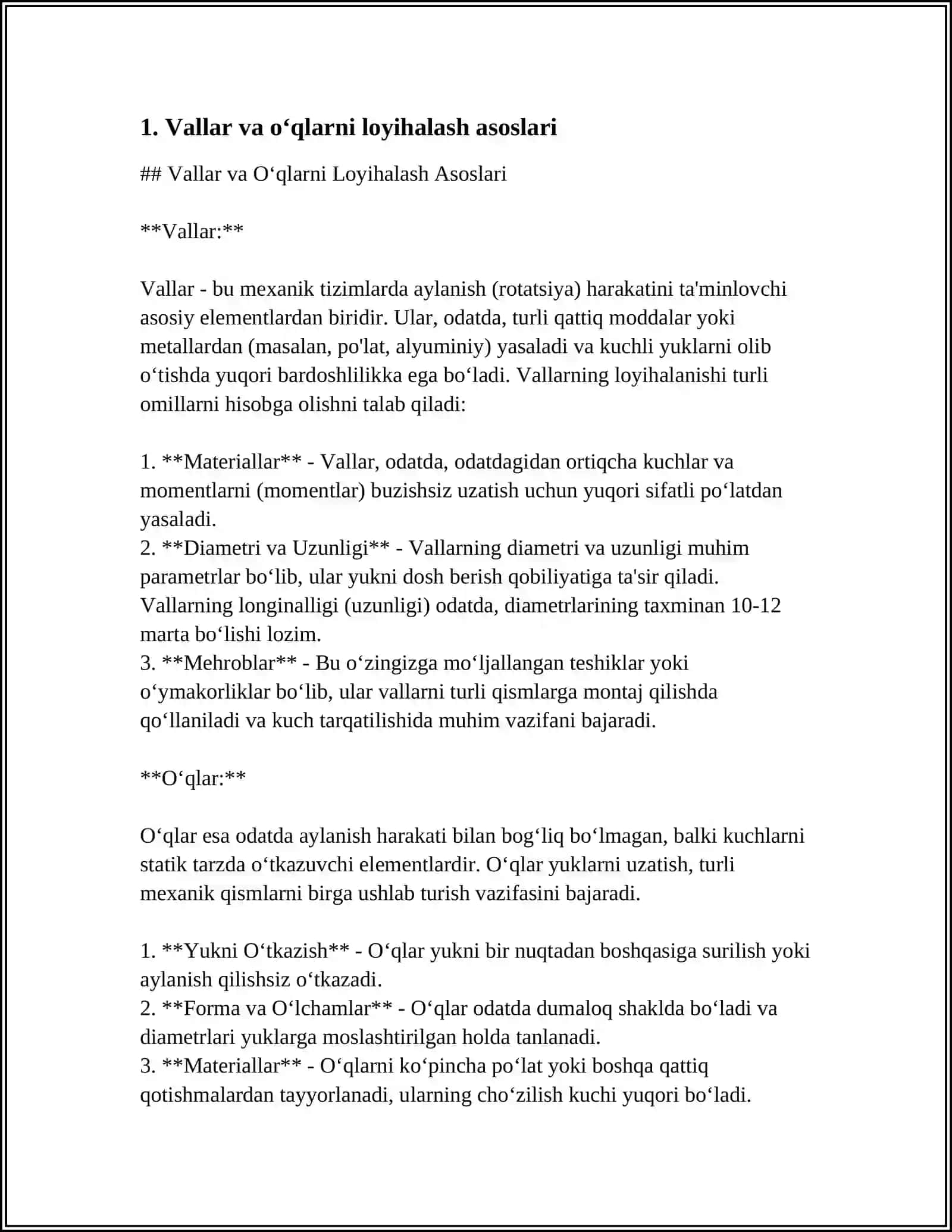 Vallar va O‘qlarni Loyihalash Asoslari 4
