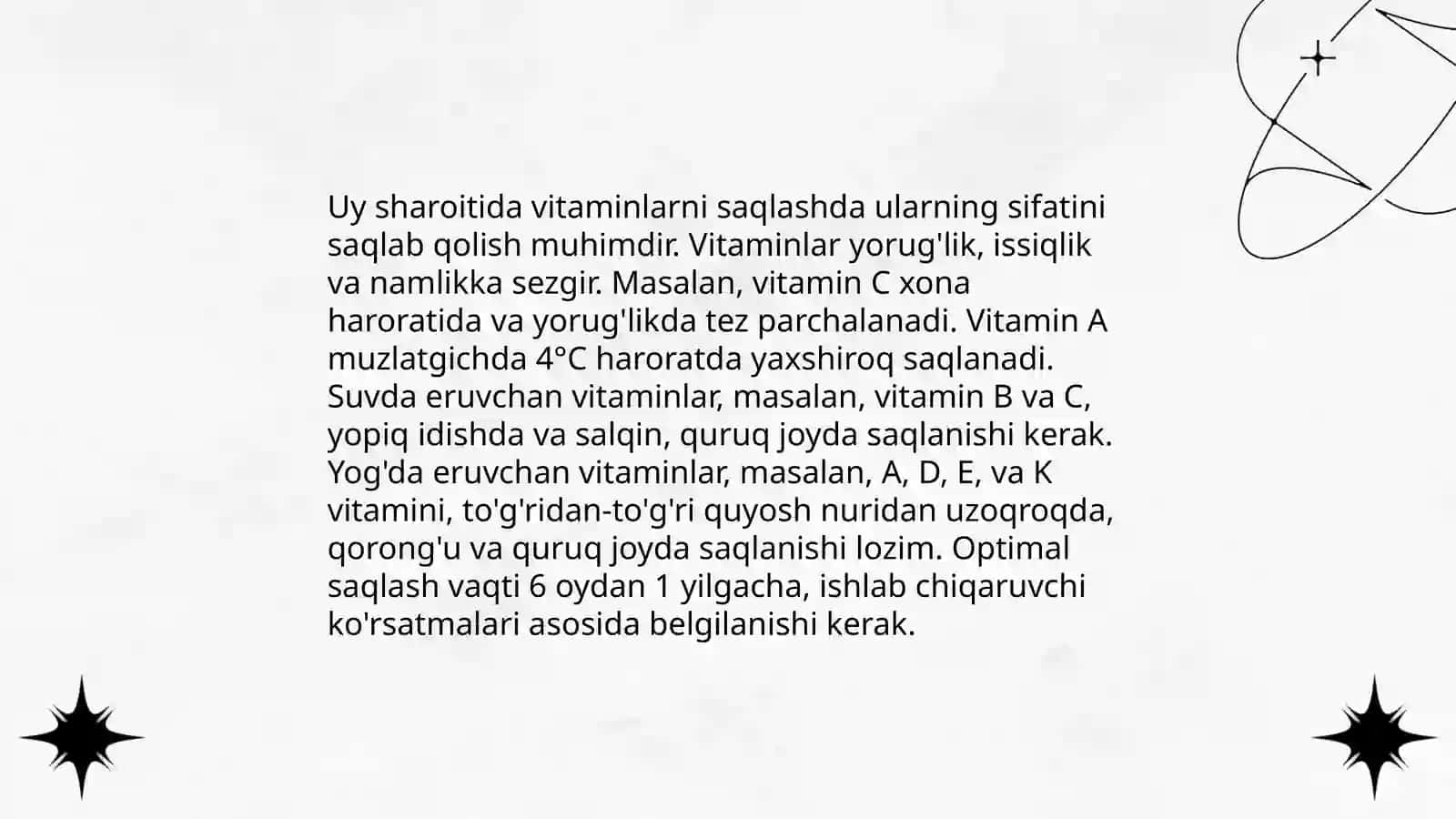 Vitaminlar. Ularning issiqlik ta'sirida o'zgarishi 4