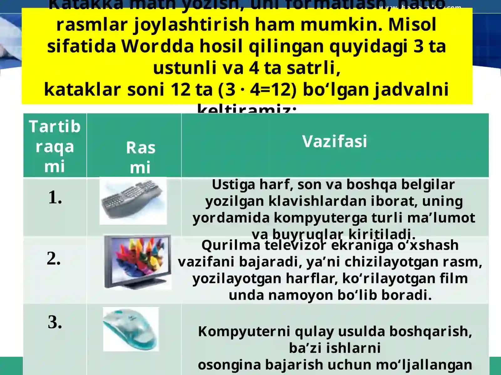Hujjatlarda jadvallar bilan ishlash 4