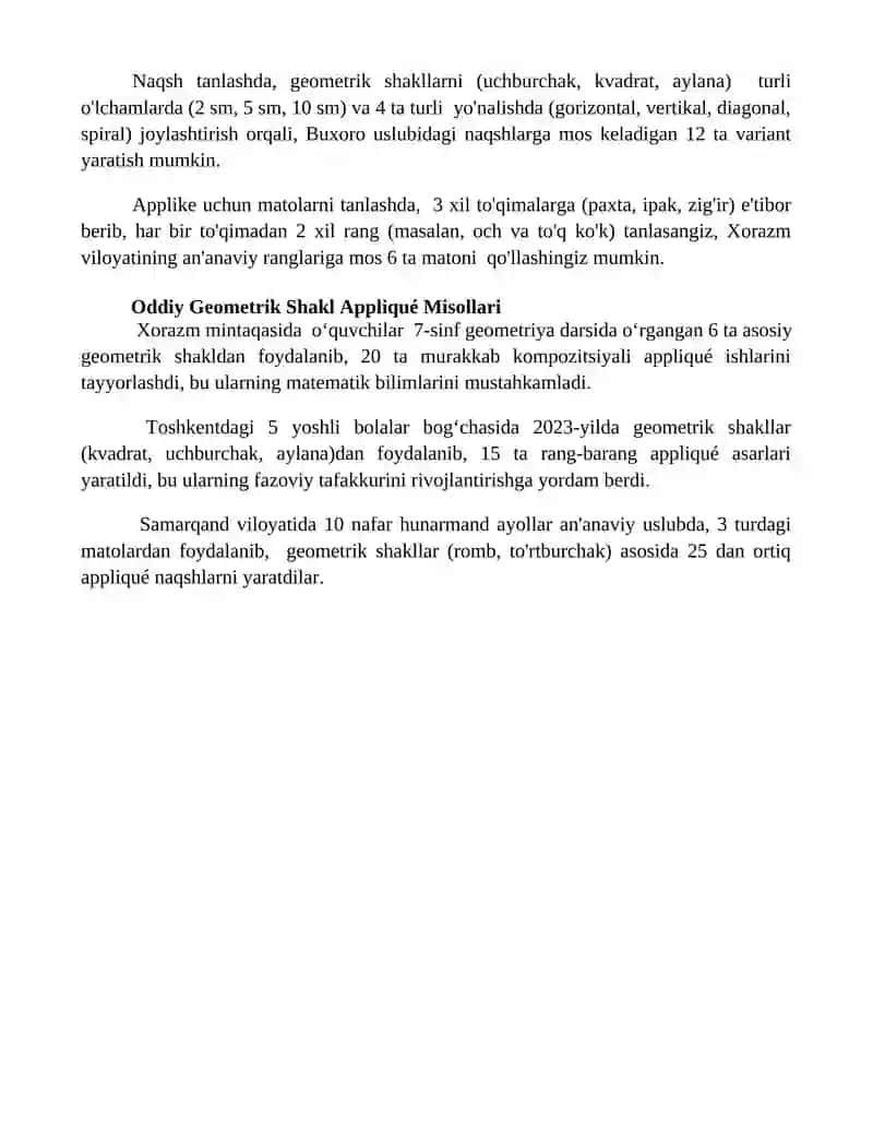 Geometrik shaklli applikatsiyalar 4