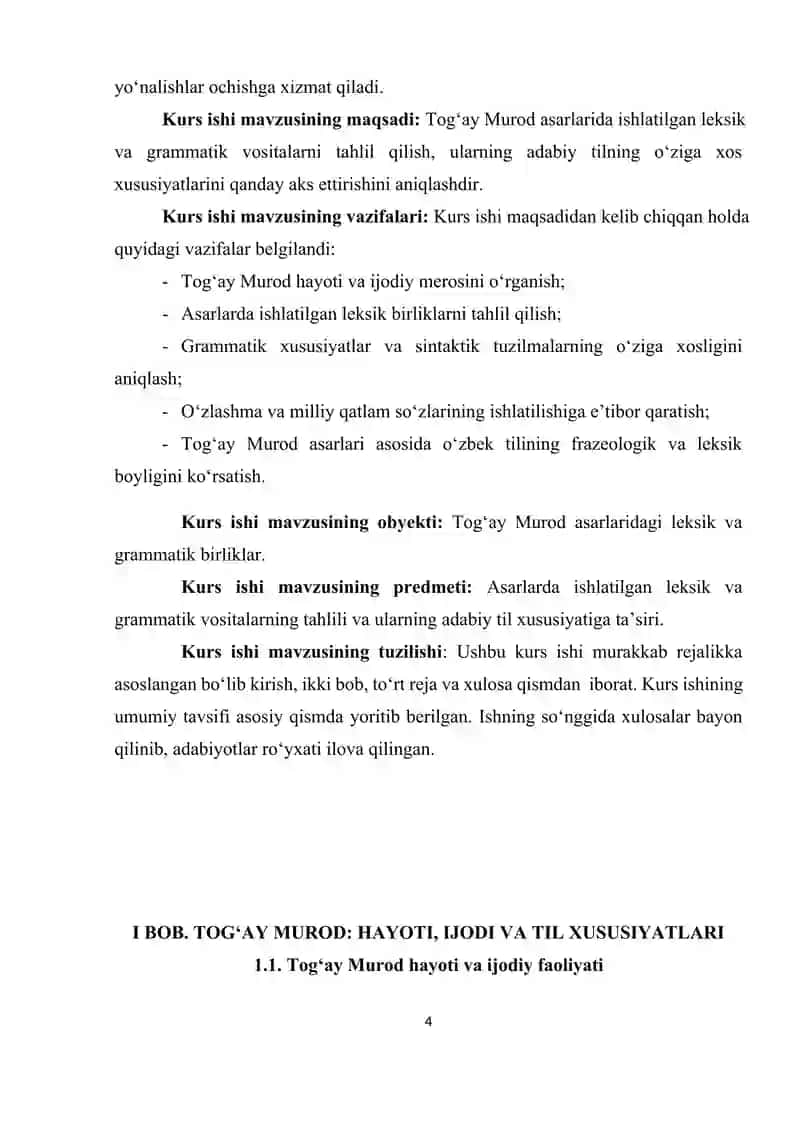 Togʻay Murod asarlarining leksik- grammatik xususiyatlari 4