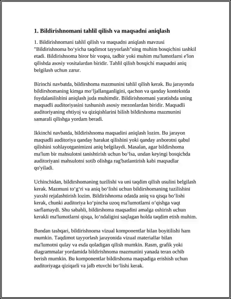 BILDIRISHNOMA BOʻYICHA TAQDIMOT (PREZENTATSIYA) TAYYORLASH 4