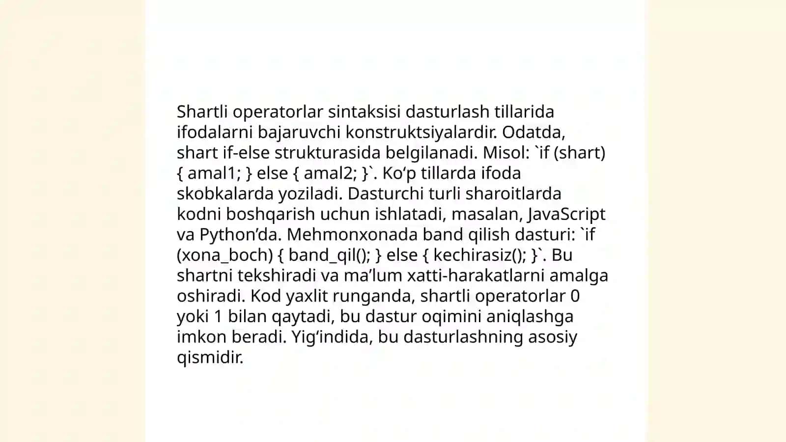 Qisqa shartli operatorlar bilan ishlash 4