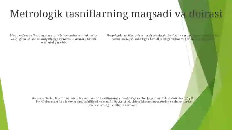 Olchash Asboblarini Aniqlik Klaslari 4