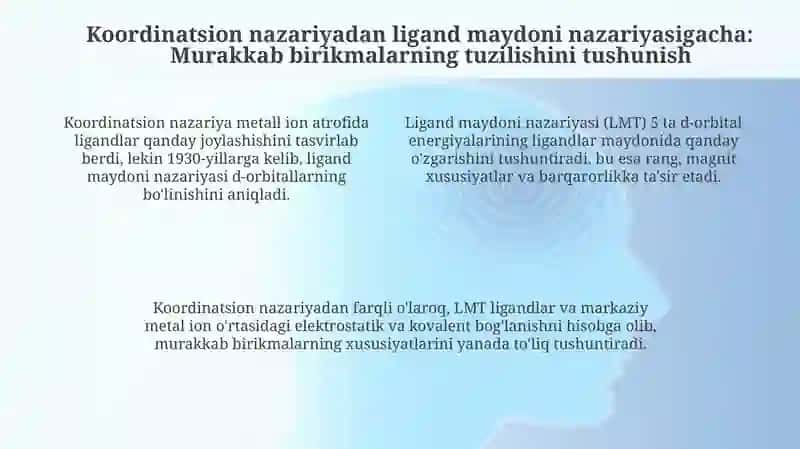 Kimyoviy bog'lanish haqidagi tushunchalarning shakllanishi va murakkab birikmalarni o'rganish tarixi 4
