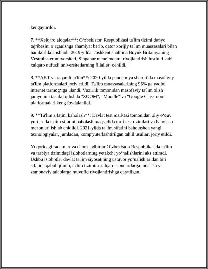 O‘ZBEKISTON MUSTAQILLIGI VA TA'LIM TARBIYAGA YANGICHA YONDASHUV REFERAT 4
