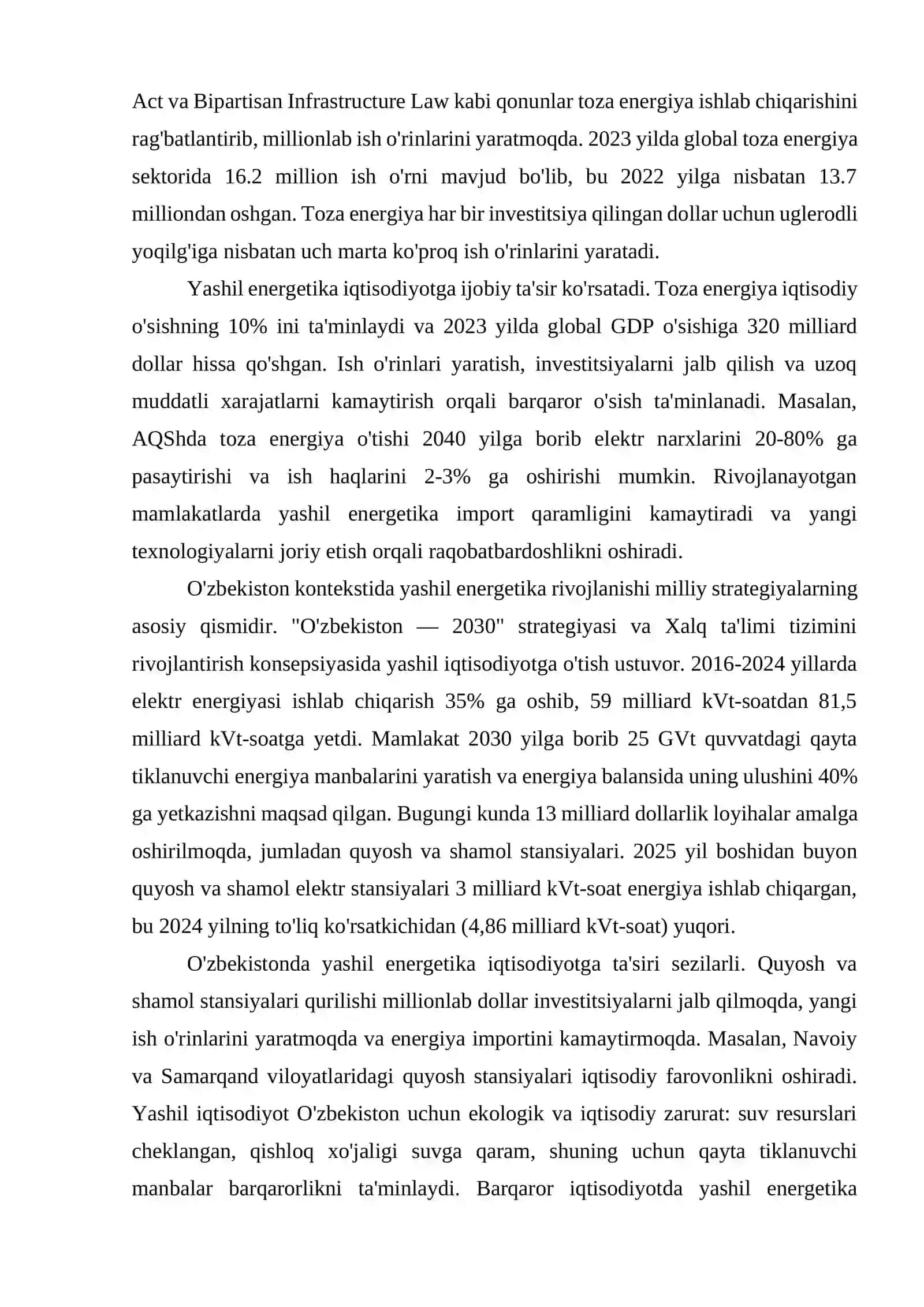 Yashil energetika rivojlanishi va uning iqtisodiyotga ta'siri 4