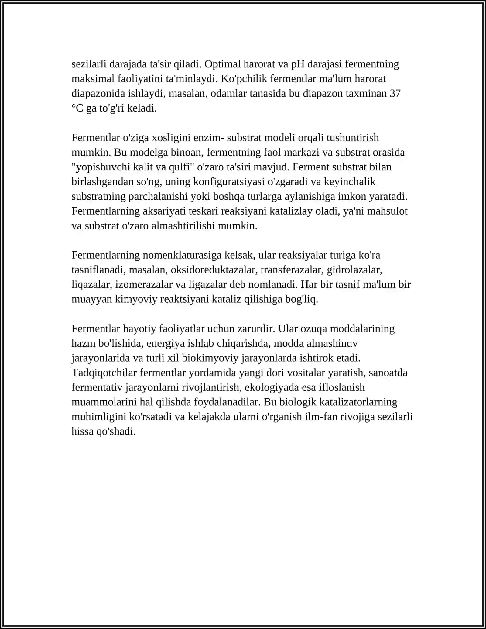 MUSTAQIL ISH Mavzu: FERMENTLARNI TUZILISHI 4