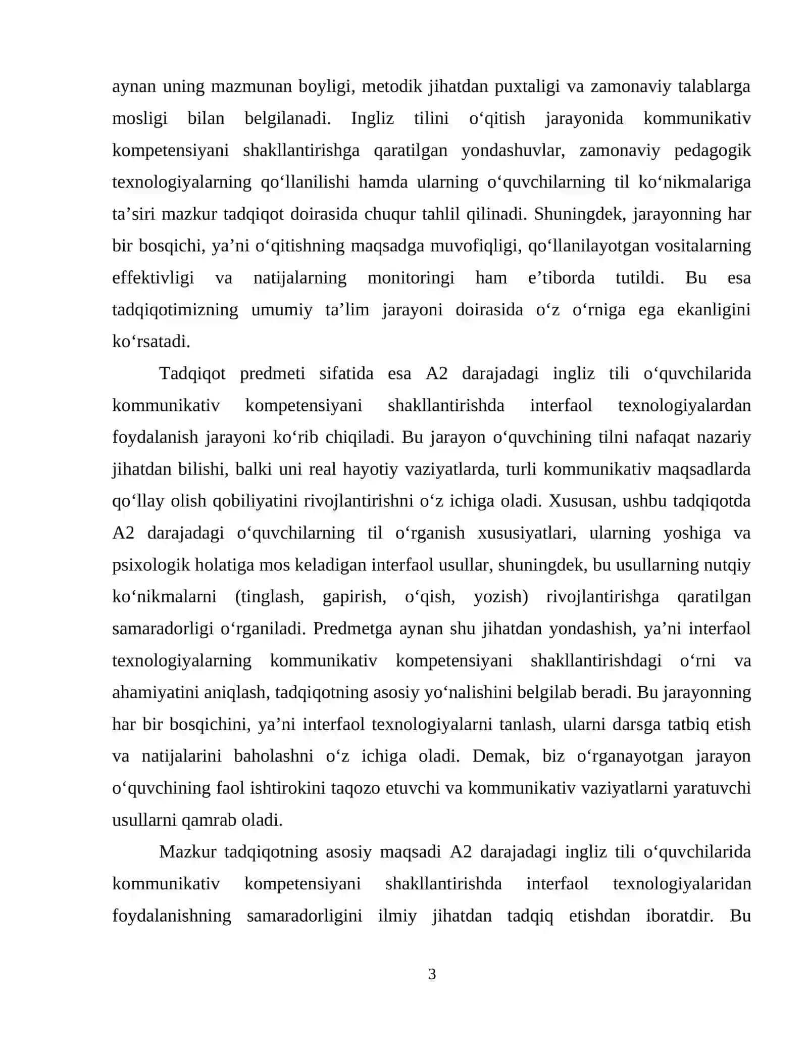 Oʻquvchilarning kommunikativ kompetensiyani shakllantirishda interfaol texnologiyalaridan foydalanish (A2 darajadagi ingliz tili o'quvchilar misolida) 4