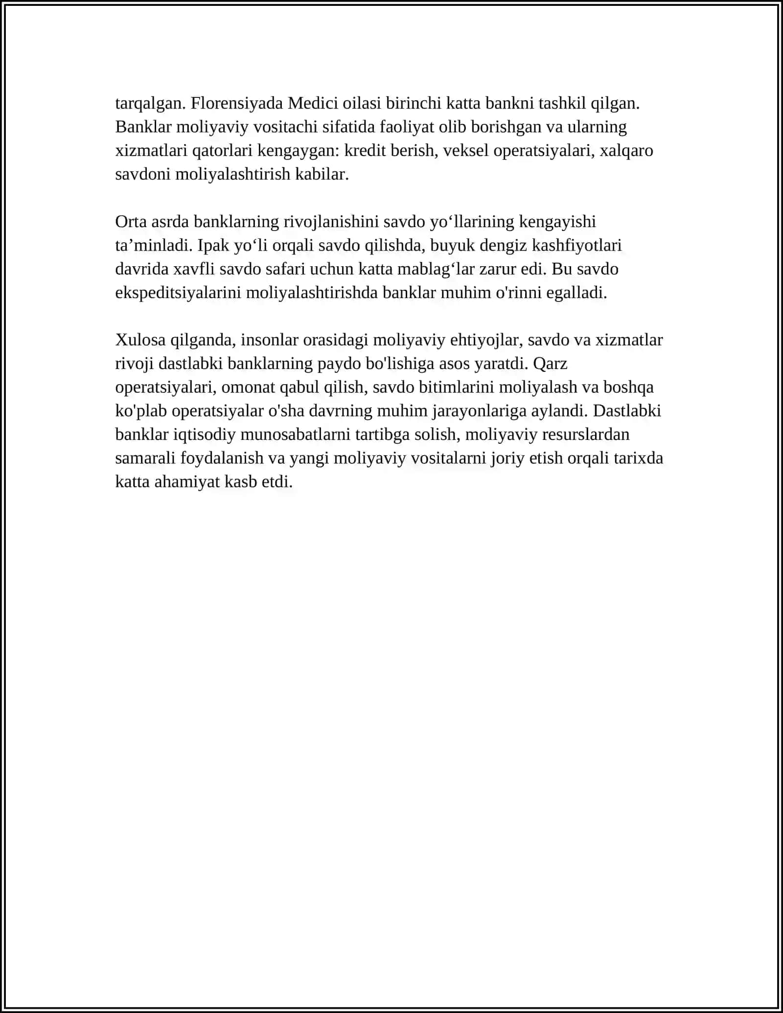 Dastlabki Banklarni Paydo boʻlishi va Ularning Operatsiyalari 4