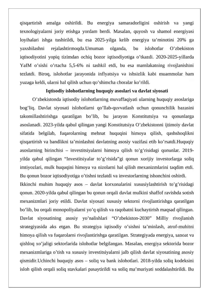 Iqtisodiy islohotlar. Investitsiyaning bozor iqtisodiyotidagi ahamiyati 4