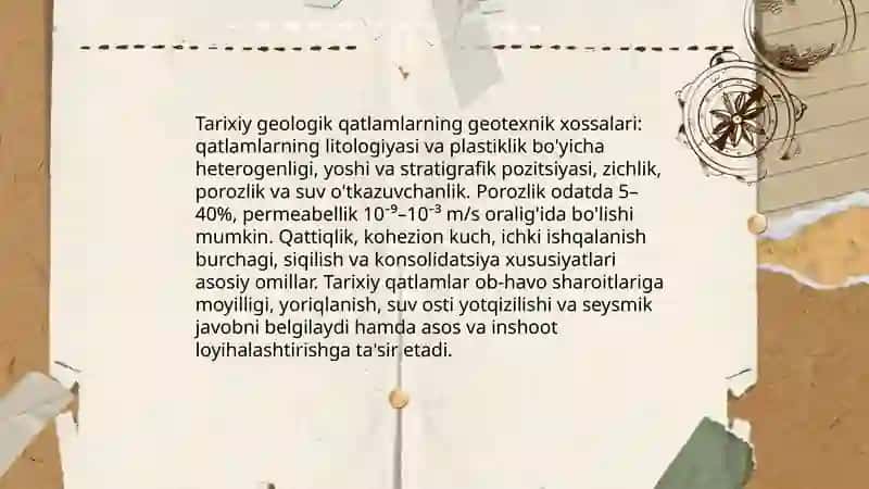 Geotexnika muhandisligi va tarixiy geologiya 4