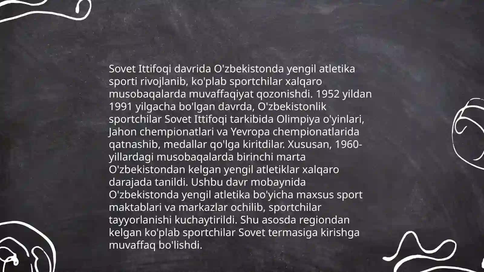 O'zbekistonda yengil atletikaning rivojlanish tarixi va jismoniy tarbiya tizimida tutgan urni 4
