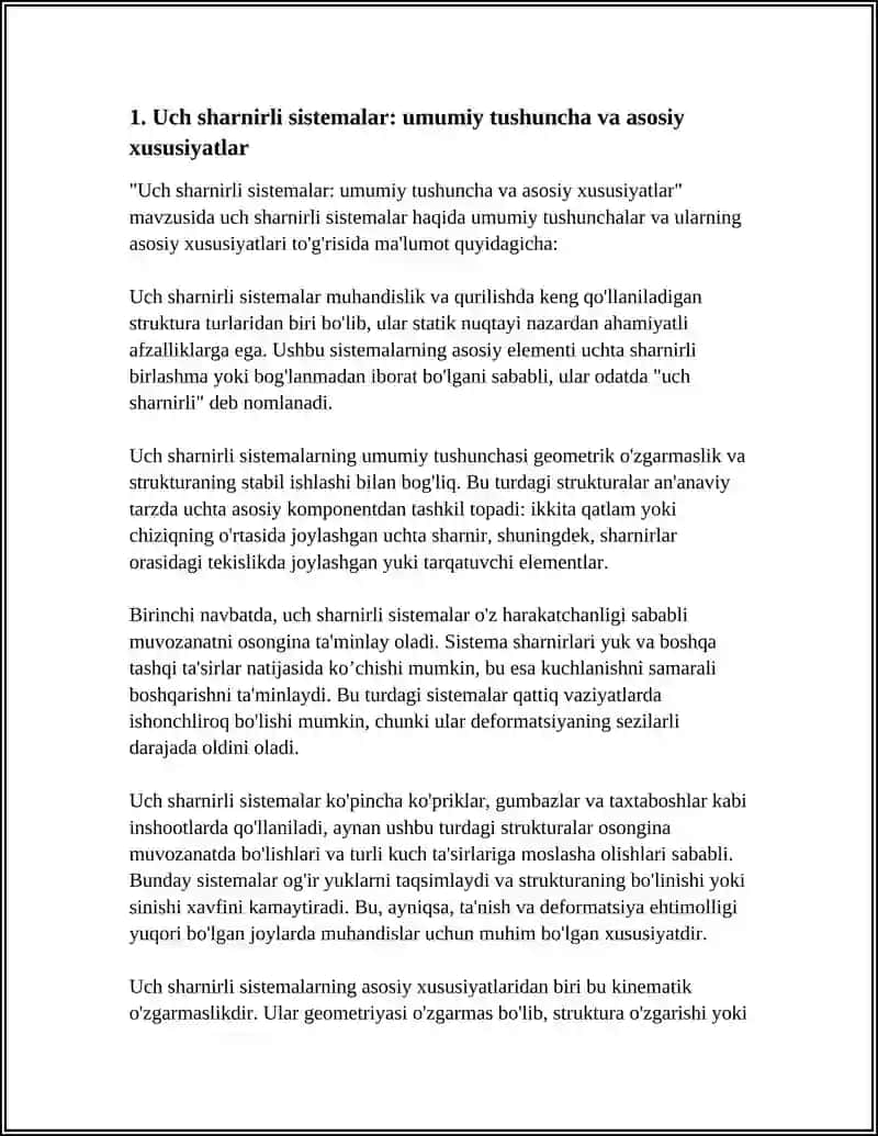 UCH SHARNIRLI SISTEMALAR HAQIDA UMUMIY MALUMOTLAR.UCH SHARNIRLI ARKALAR MAVZUSIDA MUSTAQIL ISH MURAKKAB REJADA BOLSIN 4