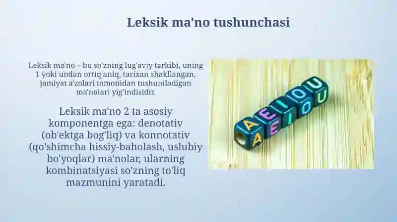 Leksemaning mazmuni va uning turlari 4