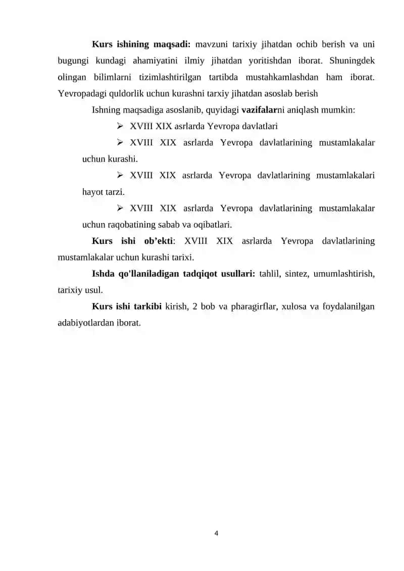 YEVROPA DAVLATLARINING MUSTAMLAKALAR UCHUN KURASHI (XVIII XIX ASRLAR) 4