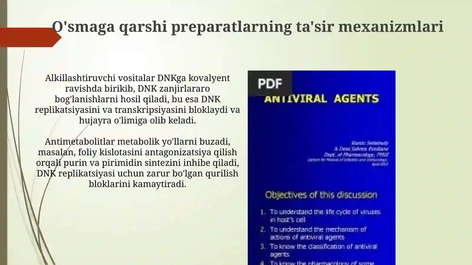 Viruslarga va. o'smalarga qarshi dori vositalarni ta'sir mexanizmi 4
