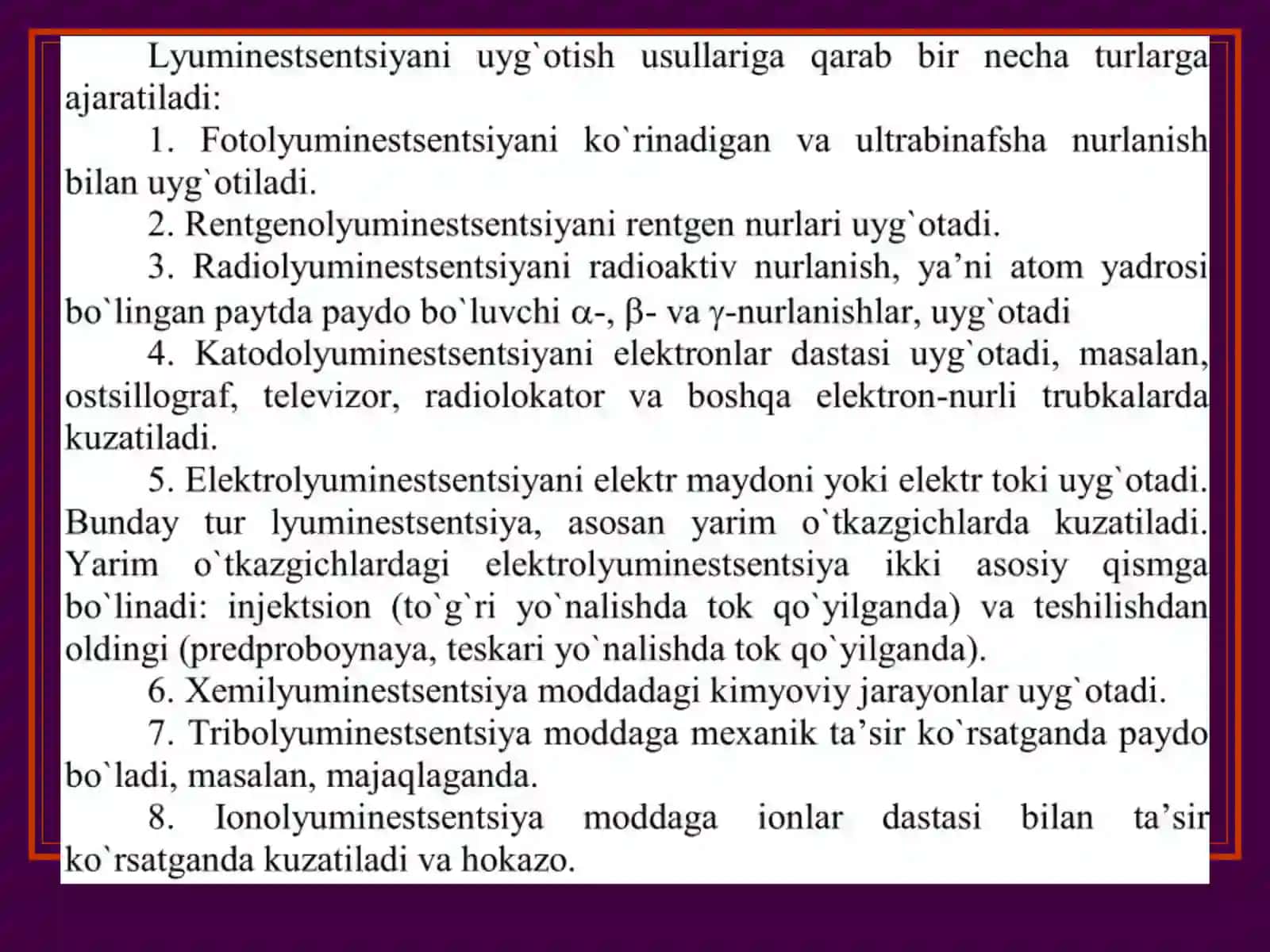 Lyuminеstsеntsiya, fоsfоrеsеntsiya va flyuоrеsеntsiya 4
