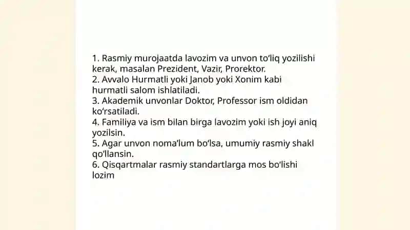 Rasmiy murojaatlar etiketi 4