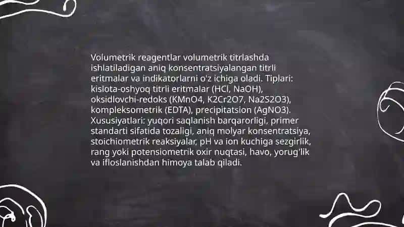 Titrimetriya asoslari reagentlari va reaktsiyalari 4