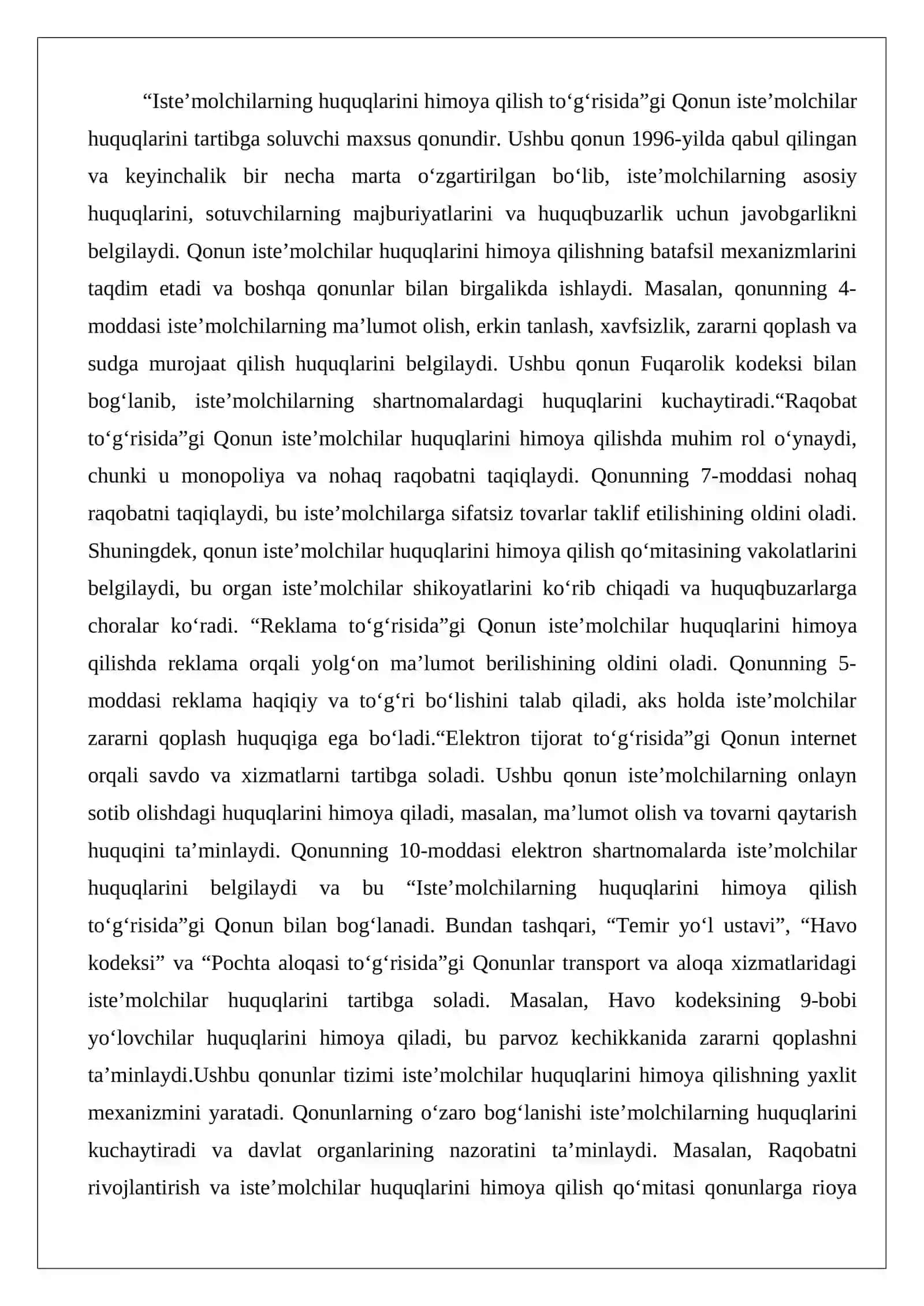 Iste’molchilarning huquqlarini himoya qilish sohasidagi qonunchilik: tadbirkorlik uchun ahamiyati 4