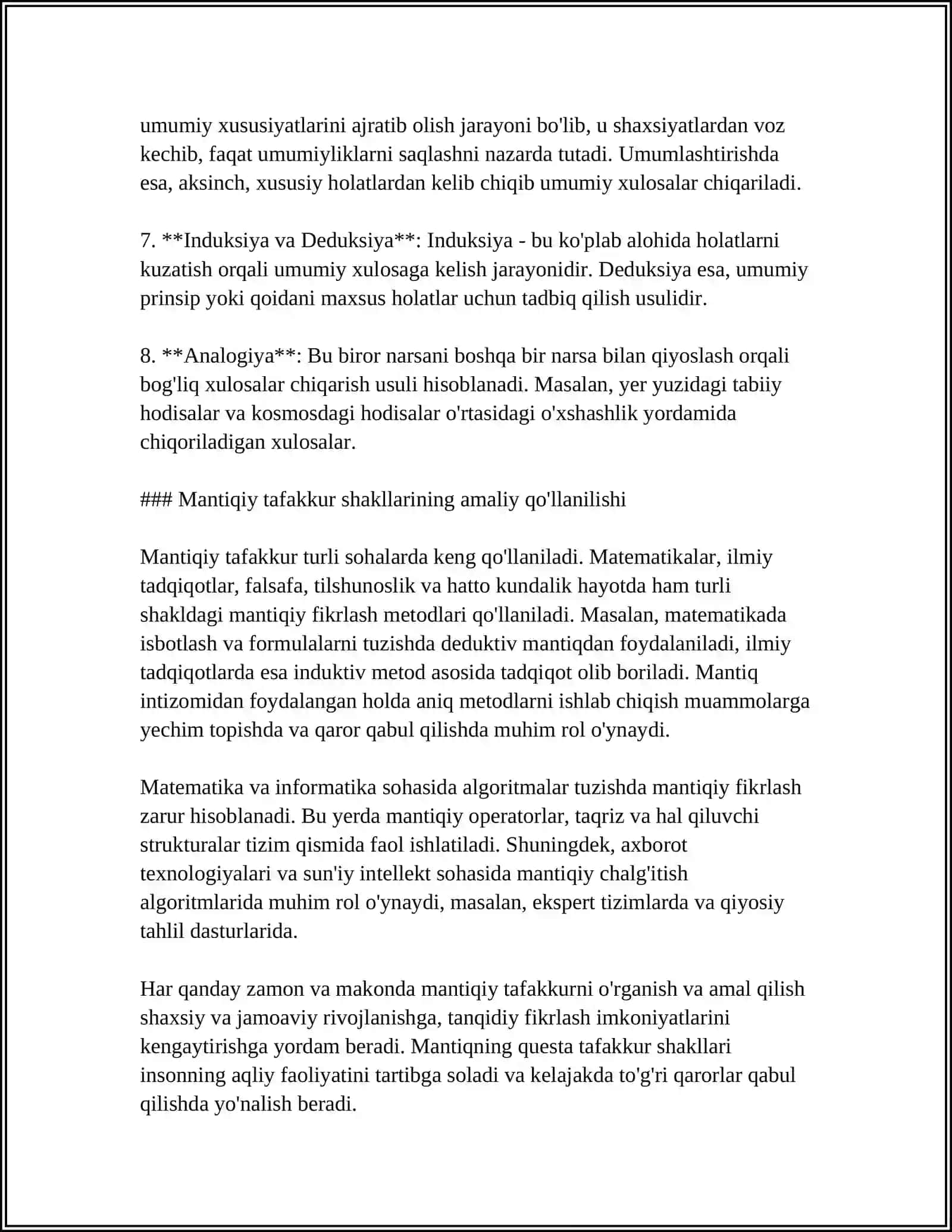 MANTIQ TAFAKKUR SHAKLLARI VA QONUNLARINI O'RGANUVCHI FAN SOHASI SIFATIDA 4
