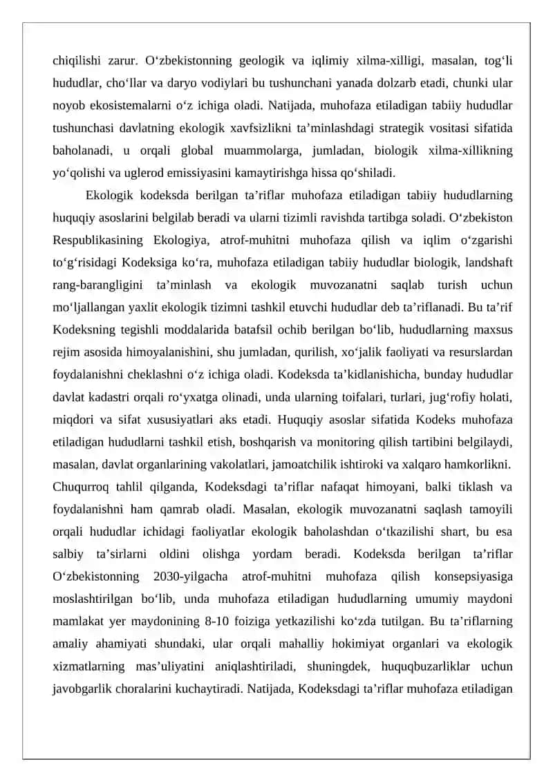 Muhofaza etiladigan tabiy hududlar tushunchasi va ularning huquqiy asoslari 4