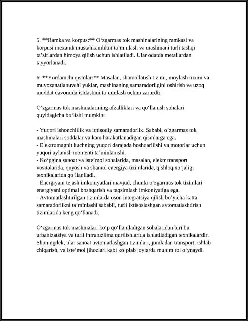 MAXSUS OʻZGARMAS TOK MASHINALARI TUZULISHI VA ISHLASH TARZLARI 4