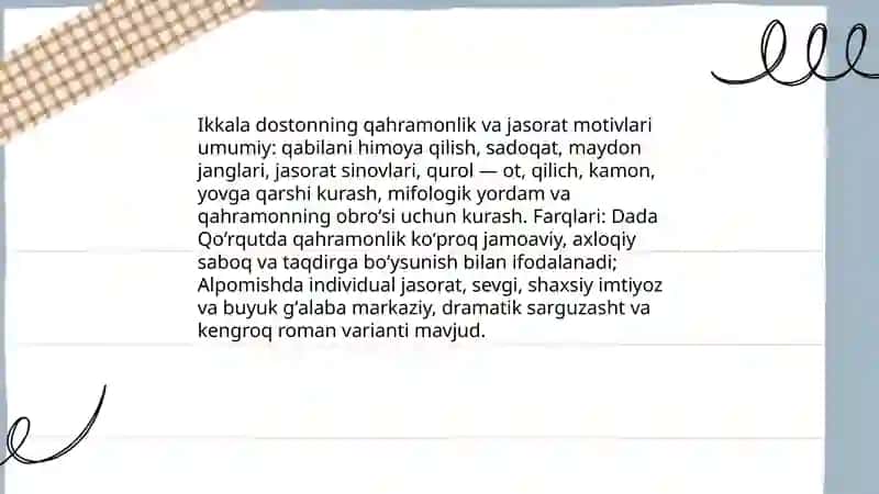 Dada Qo'rqut kitobi va Alpomish dostonining qiyosiy tahlili 4