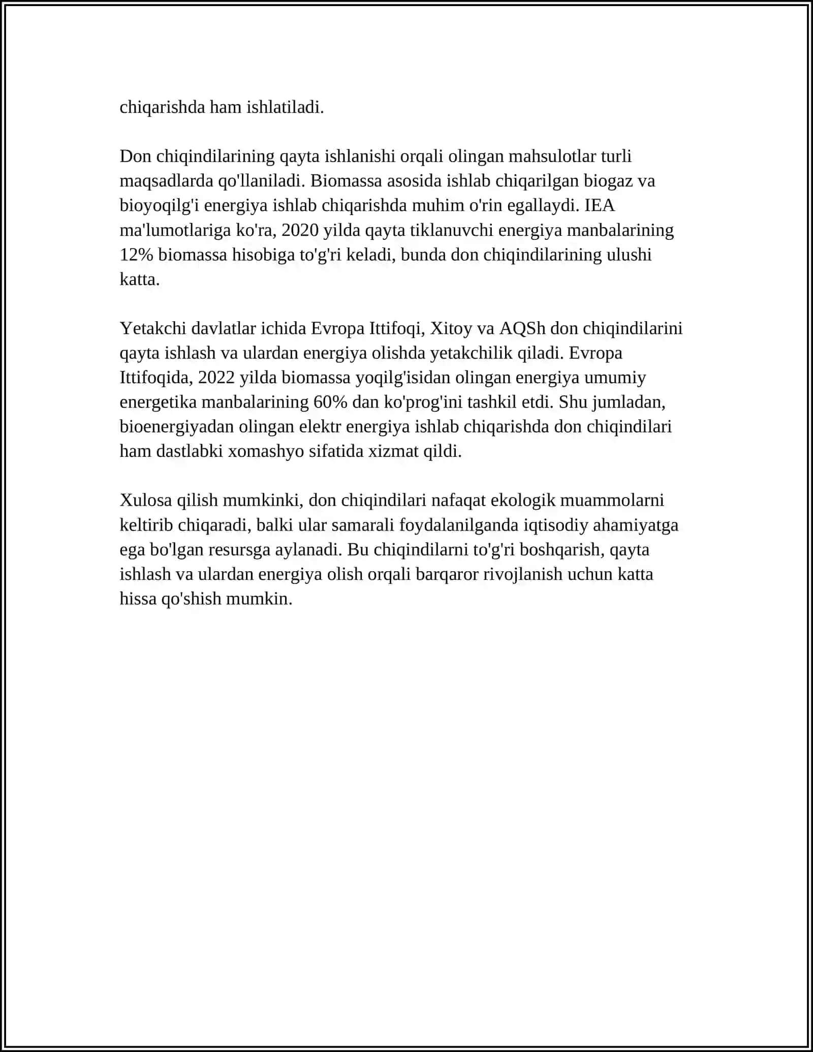 MUSTAQIL ISH Mavzu: DON CHIQINDILARNI VA TAYYOR MAHSULOTLARNIR NAZORAT QILISH, UNI TAHLILI 4
