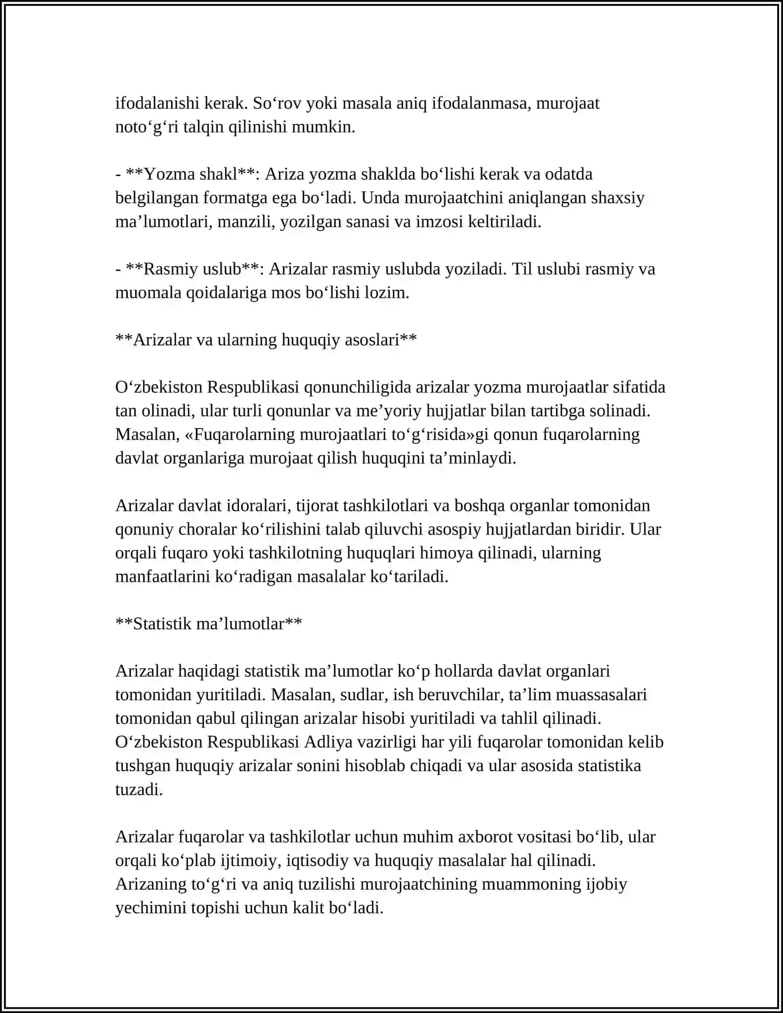ARIZA VA UNING TURLARI. MUSTAQILLIK ISH 4