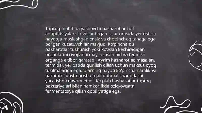 Hasharotlarning suvda hamda tuproq muhitida yashovchi turlari 4