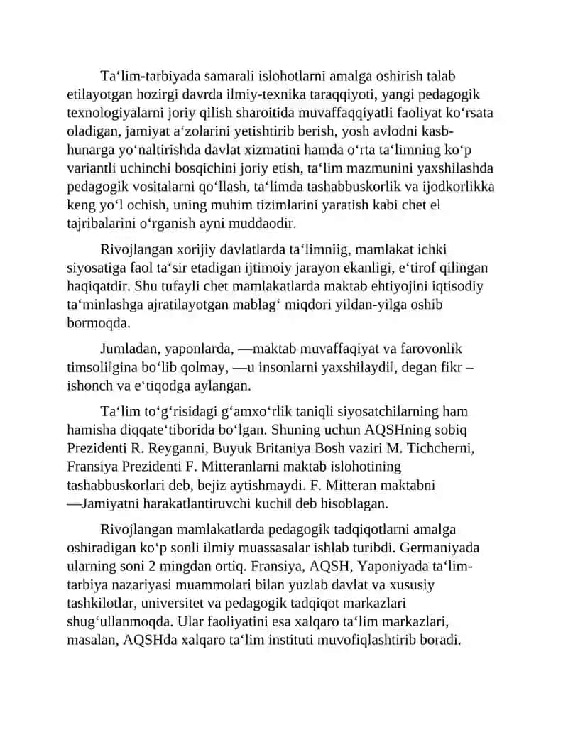 Komparativistik pedagogika. ZAMONAVIY QIYOSIY PEDAGOGIK MASALALAR TARAQQIYOTI. 4
