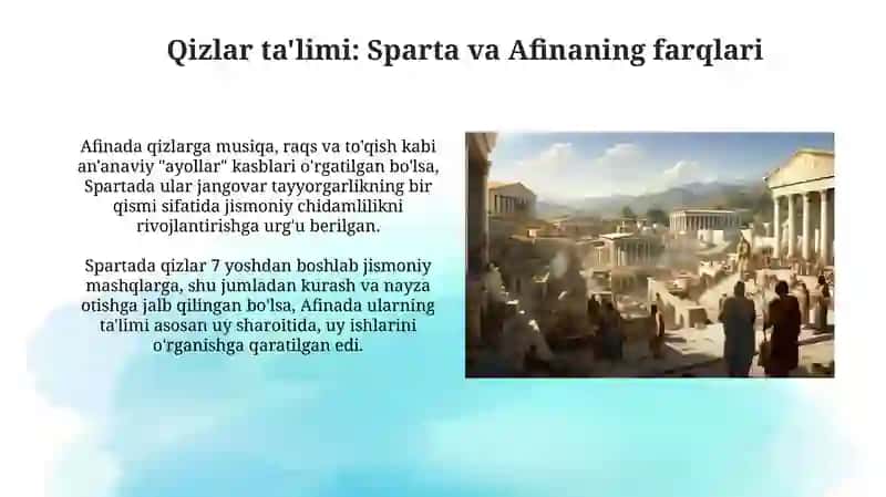 Qadimgi sparta va Afina maktablarida taʼlim tarbiya 4