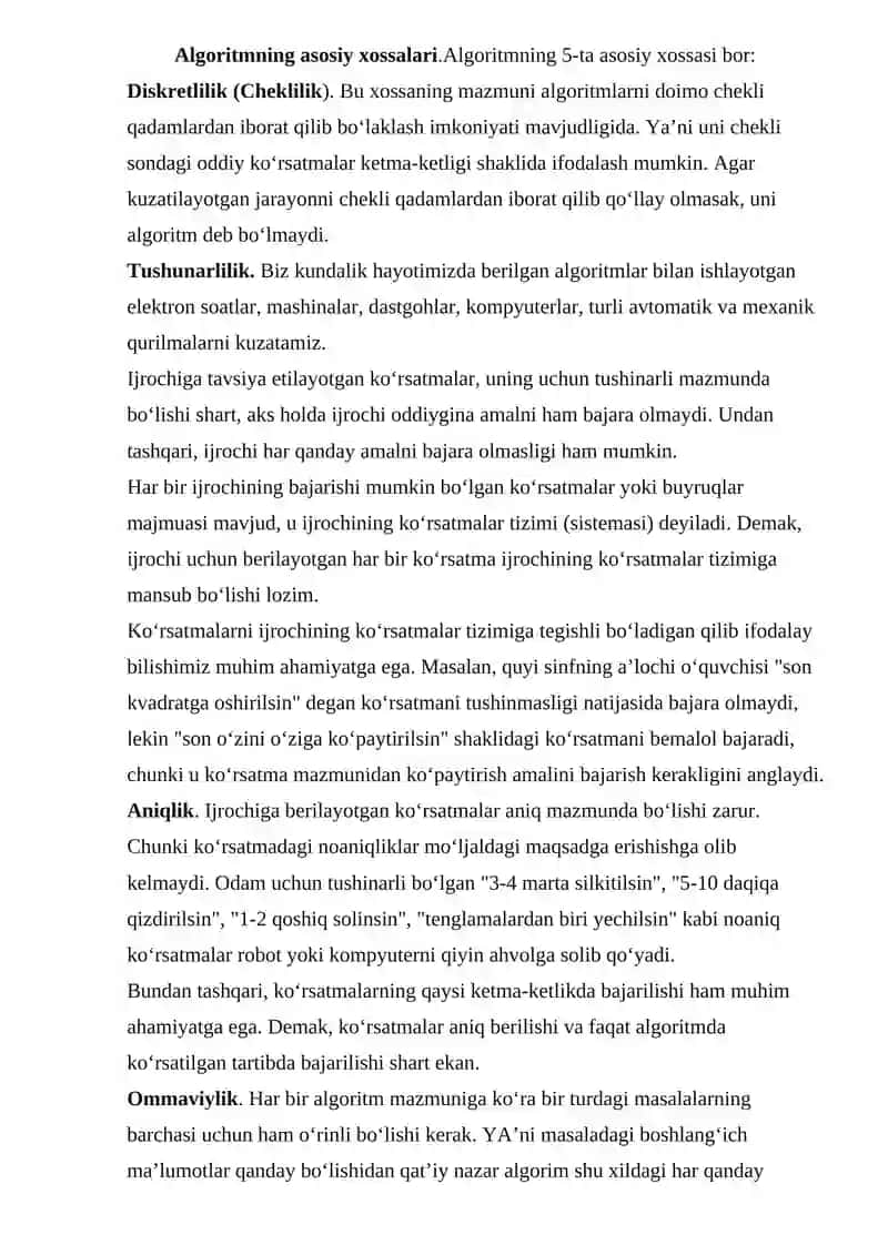 Chiziqli, tarmoqlanuvchi va takrorlanuvchi strukturali algoritmlar 4