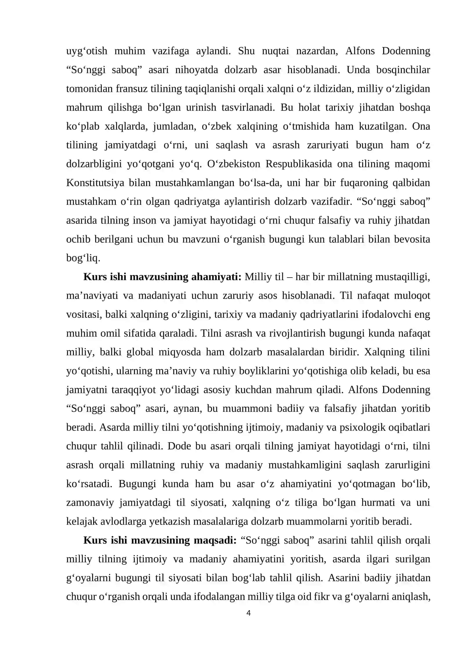 Alfons Dodening “So’nggi saboq” asarida milliy tilning ahamiyati 4