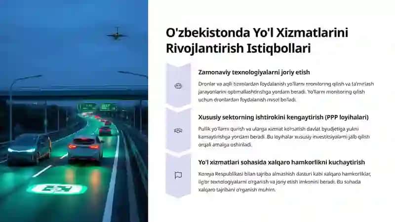 Avtomobil Yo'llaridagi Yo'l Xizmatlari: Muhimligi va Istiqbollari 4