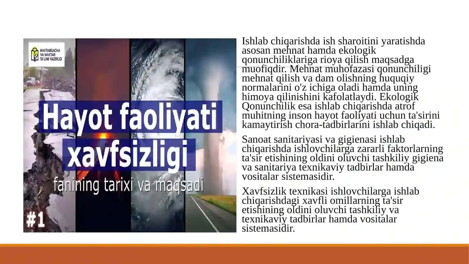 “Hayot faoliyat xavfsizligi” faniga kirish va huquqiy asoslar. 4