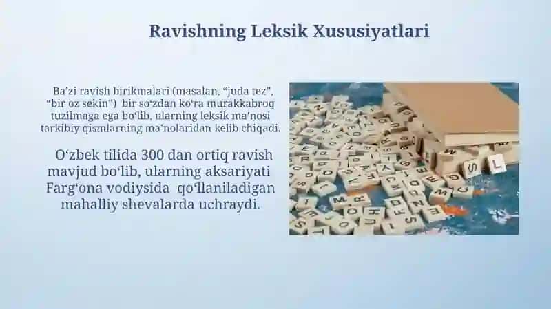 Ravish sõz turkumi, uning leksik grammatik xususiyatlari 4