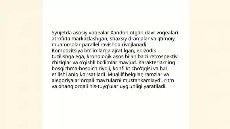 Oʻtkan kunlar asari tahlili 4