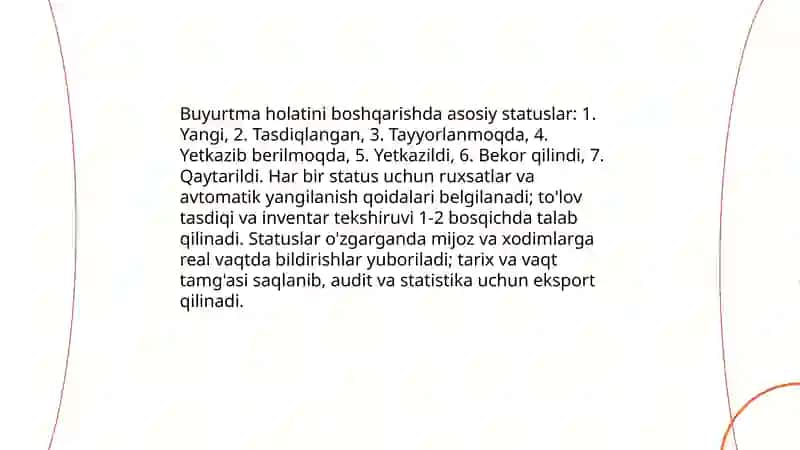 Buyurtmalarni boshqarish 4