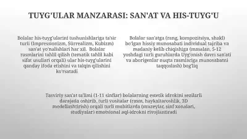 Bolalarda estetik idrokni shakllantirishda tasviriy san'atning ahamiyati 4