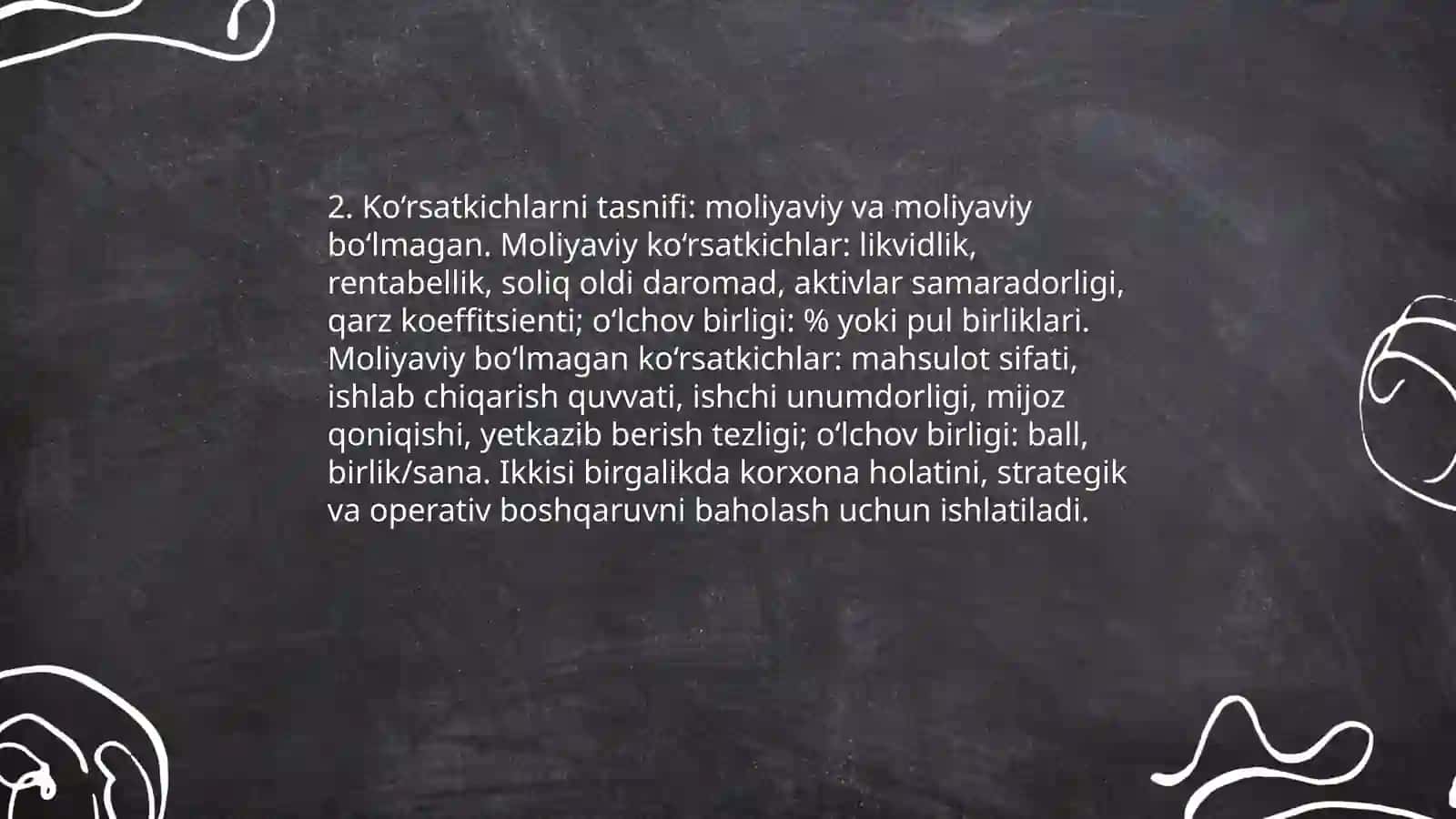 Korxona faoliyatini baholashda ko‘rsatkichlar tizimi 4