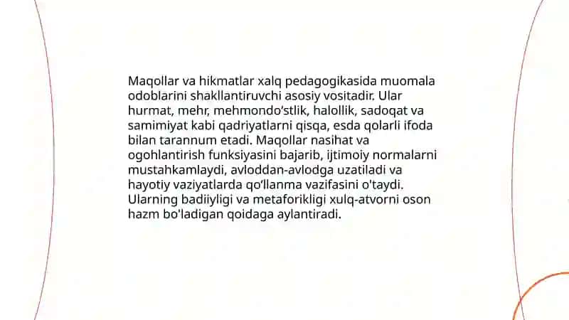 Xalqimiz muomala madaniyatining xalq pedagogikasi manbalarida aks etishi 4